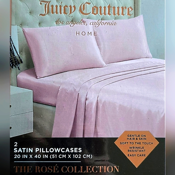 🩷 Juicy Couture Rosé Collection Satin Pillowcases King & Standard Sizes - Picture 1 of 3